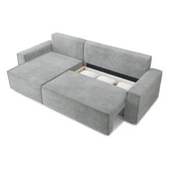 Canapé D'angle MARIUS Convertible Velours Côtelé Gris -Mobilia Soldes canape d angle marius convertible velours cotele gris 4