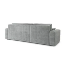 Canapé D'angle MARIUS Convertible Velours Côtelé Gris -Mobilia Soldes canape d angle marius convertible velours cotele gris 5