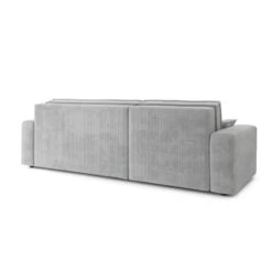 Canapé D'angle MARIUS Convertible Velours Côtelé Gris Clair -Mobilia Soldes canape d angle marius convertible velours cotele gris clair 5