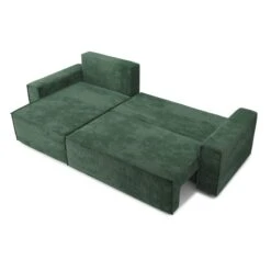 Canapé D'angle MARIUS Convertible Velours Côtelé Vert -Mobilia Soldes canape d angle marius convertible velours cotele vert 4 places 3