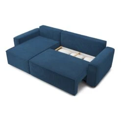 Canapé D'angle MIRA Convertible Et Réversible Velours Côtelé Bleu Cobalt -Mobilia Soldes canape d angle mira convertible et reversible velours cotele bleu cobalt 4