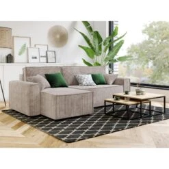 Canapé D'angle MIRA Convertible Et Réversible Velours Côtelé Grège 16 Canapé D'angle MIRA Convertible Et Réversible Velours Côtelé Grège -Mobilia Soldes canape d angle mira convertible et reversible velours cotele grege 6