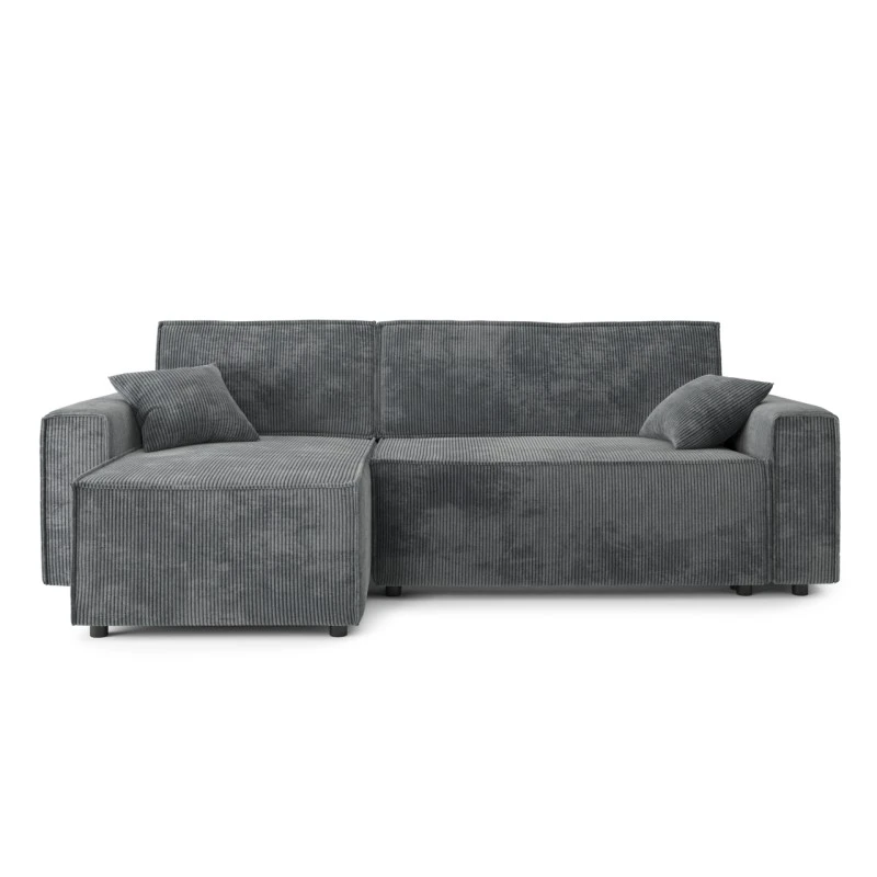 Canapé D'angle MIRA Convertible Et Réversible Velours Côtelé Gris Souris 3 Canapé D'angle MIRA Convertible Et Réversible Velours Côtelé Gris Souris – Image 2