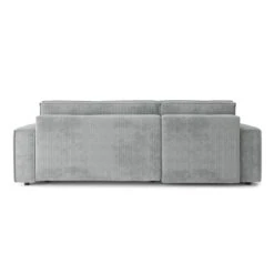 Canapé D'angle MIRA Convertible Et Réversible Velours Côtelé Gris Clair -Mobilia Soldes canape d angle mira convertible et reversible velours cotele gris clair 5