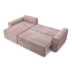 Canapé D'angle MIRA Convertible Et Réversible Velours Côtelé Mauve -Mobilia Soldes canape d angle mira convertible et reversible velours cotele mauve 3