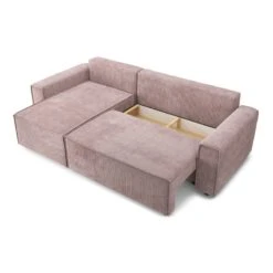 Canapé D'angle MIRA Convertible Et Réversible Velours Côtelé Mauve -Mobilia Soldes canape d angle mira convertible et reversible velours cotele mauve 4