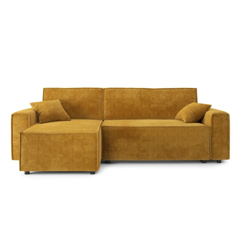 Canapé D'angle MIRA Convertible Et Réversible Velours Côtelé Moutarde 4 Canapé D'angle MIRA Convertible Et Réversible Velours Côtelé Moutarde – Image 2