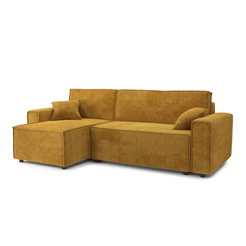 Canapé D'angle MIRA Convertible Et Réversible Velours Côtelé Moutarde 5 Canapé D'angle MIRA Convertible Et Réversible Velours Côtelé Moutarde – Image 3