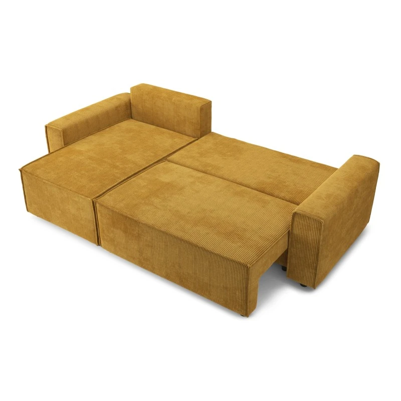 Canapé D'angle MIRA Convertible Et Réversible Velours Côtelé Moutarde 6 Canapé D'angle MIRA Convertible Et Réversible Velours Côtelé Moutarde – Image 4