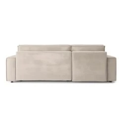 Canapé D'angle MIRA Convertible Et Réversible Velours Grège -Mobilia Soldes canape d angle mira convertible et reversible velours grege 5