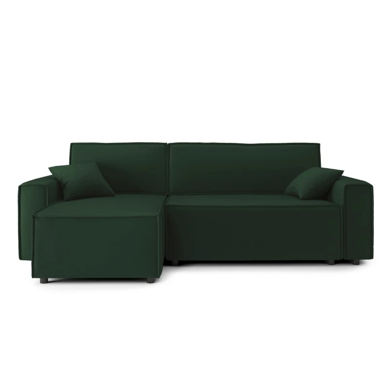 Canapé D'angle MIRA Convertible Et Réversible Velours Vert 4 Canapé D'angle MIRA Convertible Et Réversible Velours Vert – Image 2