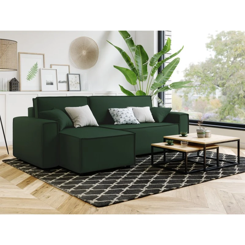 Canapé D'angle MIRA Convertible Et Réversible Velours Vert 9 Canapé D'angle MIRA Convertible Et Réversible Velours Vert – Image 7