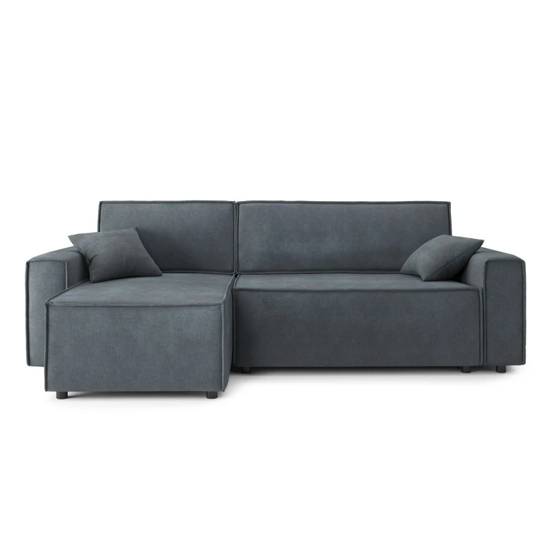 Canapé D'angle MIRAGE Convertible Et Réversible Velours Gris Souris 4 Canapé D'angle MIRAGE Convertible Et Réversible Velours Gris Souris – Image 2