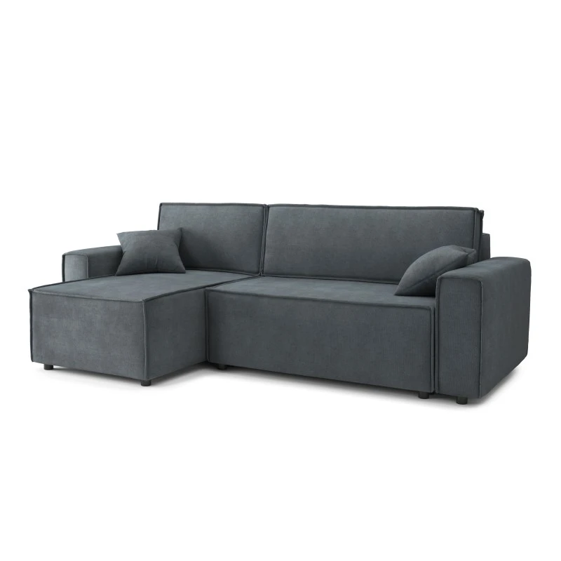 Canapé D'angle MIRAGE Convertible Et Réversible Velours Gris Souris 5 Canapé D'angle MIRAGE Convertible Et Réversible Velours Gris Souris – Image 3