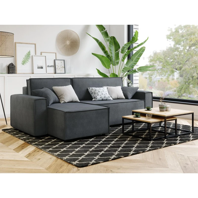 Canapé D'angle MIRAGE Convertible Et Réversible Velours Gris Souris 9 Canapé D'angle MIRAGE Convertible Et Réversible Velours Gris Souris – Image 7