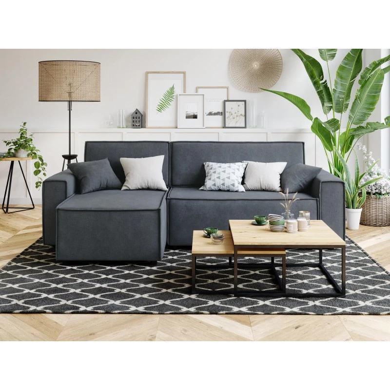 Canapé D'angle MIRAGE Convertible Et Réversible Velours Gris Souris 3 Canapé D'angle MIRAGE Convertible Et Réversible Velours Gris Souris