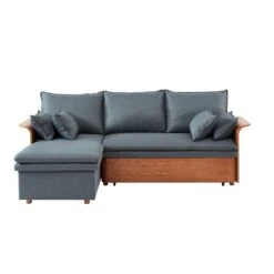 Canapé D'angle WOOD En Tissu Gris 4 Places Réversible Convertible Coffre -Mobilia Soldes canape d angle wood tissu gris 4 places reversible convertible coffr 6