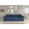 Canapé Droit ADEL Cacharel Fixe En Velours Bleu -Mobilia Soldes canape droit adel cacharel velours bleu 3 places