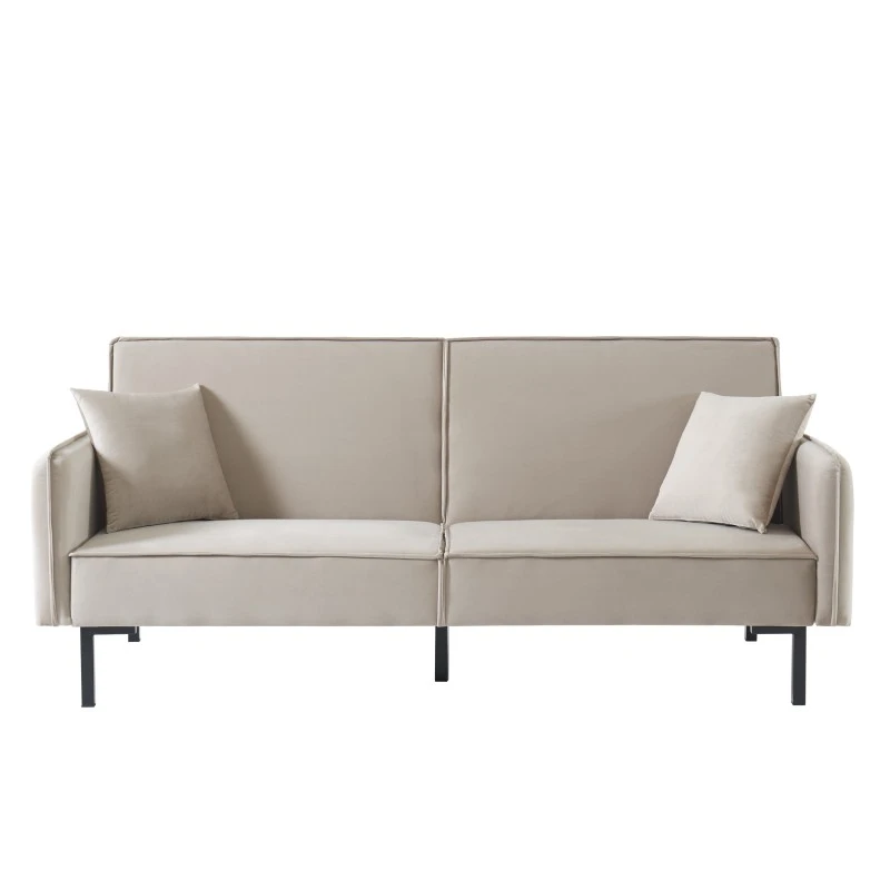 Canapé Droit ALICE Convertible Velours Grège 3 Places 4 Canapé Droit ALICE Convertible Velours Grège 3 Places – Image 2