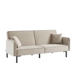 Canapé Droit ALICE Convertible Velours Grège 3 Places 10 Canapé Droit ALICE Convertible Velours Grège 3 Places -Mobilia Soldes canape droit alice convertible velours grege 3 places 2