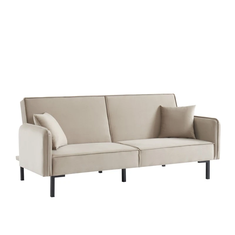 Canapé Droit ALICE Convertible Velours Grège 3 Places 5 Canapé Droit ALICE Convertible Velours Grège 3 Places – Image 3