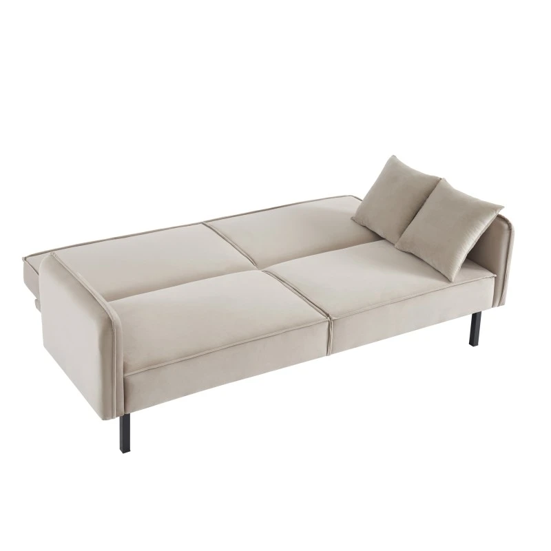 Canapé Droit ALICE Convertible Velours Grège 3 Places 6 Canapé Droit ALICE Convertible Velours Grège 3 Places – Image 4