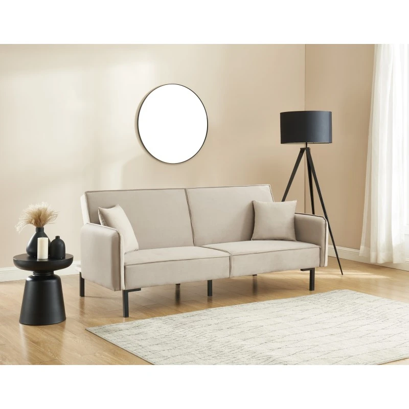 Canapé Droit ALICE Convertible Velours Grège 3 Places 3 Canapé Droit ALICE Convertible Velours Grège 3 Places