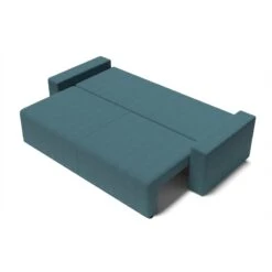 Canapé Droit ALMA Convertible Tissu Bleu Paon 3 Places -Mobilia Soldes canape droit alma convertible tissu bleu paon 3 places 3