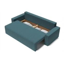 Canapé Droit ALMA Convertible Tissu Bleu Paon 3 Places -Mobilia Soldes canape droit alma convertible tissu bleu paon 3 places 4