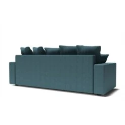 Canapé Droit ALMA Convertible Tissu Bleu Paon 3 Places -Mobilia Soldes canape droit alma convertible tissu bleu paon 3 places 5