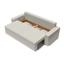 Canapé Droit ALMA Convertible Tissu Bouclette Blanc 3 Places -Mobilia Soldes canape droit alma convertible tissu bouclette blanc 3 places 4