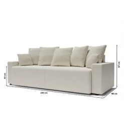 Canapé Droit ALMA Convertible Tissu Bouclette Blanc 3 Places -Mobilia Soldes canape droit alma convertible tissu bouclette blanc 3 places 8