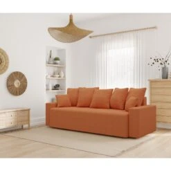 Canapé Droit ALMA Convertible Tissu Rouille 3 Places 20 Canapé Droit ALMA Convertible Tissu Rouille 3 Places -Mobilia Soldes canape droit alma convertible tissu rouille 3 places 8