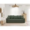 Canapé Droit ALMA Convertible Tissu Vert 3 Places -Mobilia Soldes canape droit alma convertible tissu vert 3 places