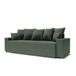 Canapé Droit ALMA Convertible Tissu Vert 3 Places -Mobilia Soldes canape droit alma convertible tissu vert 3 places 2