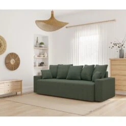 Canapé Droit ALMA Convertible Tissu Vert 3 Places -Mobilia Soldes canape droit alma convertible tissu vert 3 places 8