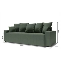 Canapé Droit ALMA Convertible Tissu Vert 3 Places -Mobilia Soldes canape droit alma convertible tissu vert 3 places 9