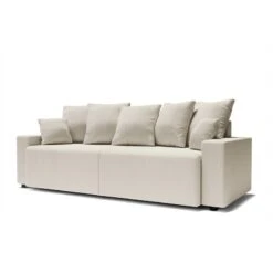 Canapé Droit ALMA Convertible Velours Côtelé Beige 3 Places -Mobilia Soldes canape droit alma convertible velours cotele beige 3 places 2