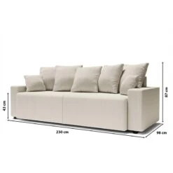 Canapé Droit ALMA Convertible Velours Côtelé Beige 3 Places -Mobilia Soldes canape droit alma convertible velours cotele beige 3 places 9