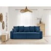 Canapé Droit ALMA Convertible Velours Côtelé Bleu Cobalt 3 Places -Mobilia Soldes canape droit alma convertible velours cotele bleu cobalt 3 places