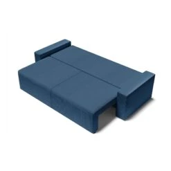 Canapé Droit ALMA Convertible Velours Côtelé Bleu Cobalt 3 Places -Mobilia Soldes canape droit alma convertible velours cotele bleu cobalt 3 places 3