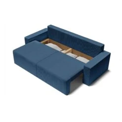 Canapé Droit ALMA Convertible Velours Côtelé Bleu Cobalt 3 Places -Mobilia Soldes canape droit alma convertible velours cotele bleu cobalt 3 places 4