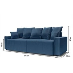 Canapé Droit ALMA Convertible Velours Côtelé Bleu Cobalt 3 Places -Mobilia Soldes canape droit alma convertible velours cotele bleu cobalt 3 places 9