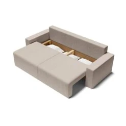 Canapé Droit ALMA Convertible Velours Côtelé Grège 3 Places -Mobilia Soldes canape droit alma convertible velours cotele grege 3 places 4