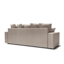 Canapé Droit ALMA Convertible Velours Côtelé Grège 3 Places -Mobilia Soldes canape droit alma convertible velours cotele grege 3 places 5