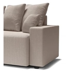 Canapé Droit ALMA Convertible Velours Côtelé Grège 3 Places -Mobilia Soldes canape droit alma convertible velours cotele grege 3 places 6