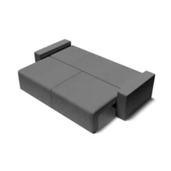 Canapé Droit ALMA Convertible Velours Côtelé Gris Souris 3 Places -Mobilia Soldes canape droit alma convertible velours cotele gris souris 3 places 3