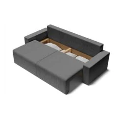 Canapé Droit ALMA Convertible Velours Côtelé Gris Souris 3 Places -Mobilia Soldes canape droit alma convertible velours cotele gris souris 3 places 4