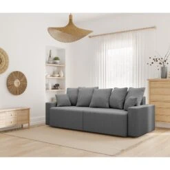 Canapé Droit ALMA Convertible Velours Côtelé Gris Souris 3 Places -Mobilia Soldes canape droit alma convertible velours cotele gris souris 3 places 8