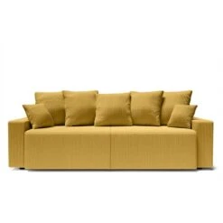 Canapé Droit ALMA Convertible Velours Côtelé Jaune 3 Places 13 Canapé Droit ALMA Convertible Velours Côtelé Jaune 3 Places -Mobilia Soldes canape droit alma convertible velours cotele jaune 3 places 1